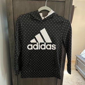 Adidas, Kids L/G (14), Black with White Polka Dots Hoodie